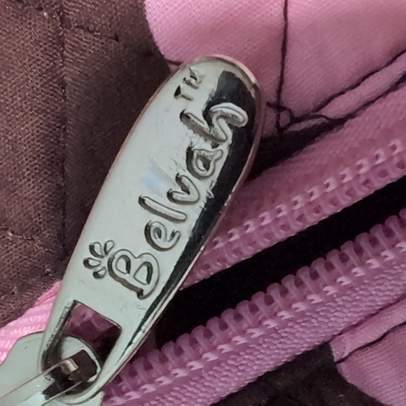 Belvah Beauty and Quality Pink/Brown Polkadot Quilted Tote Bag/Messenger Bag. - Picture 12 of 15